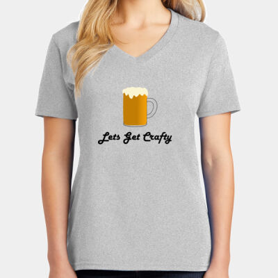 Printed - Ladies Core Cotton V Neck Tee Thumbnail