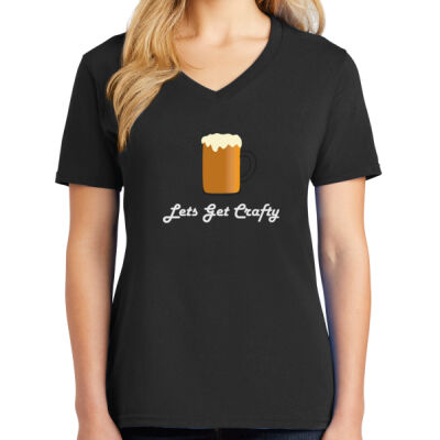 Printed - Ladies Core Cotton V Neck Tee Thumbnail